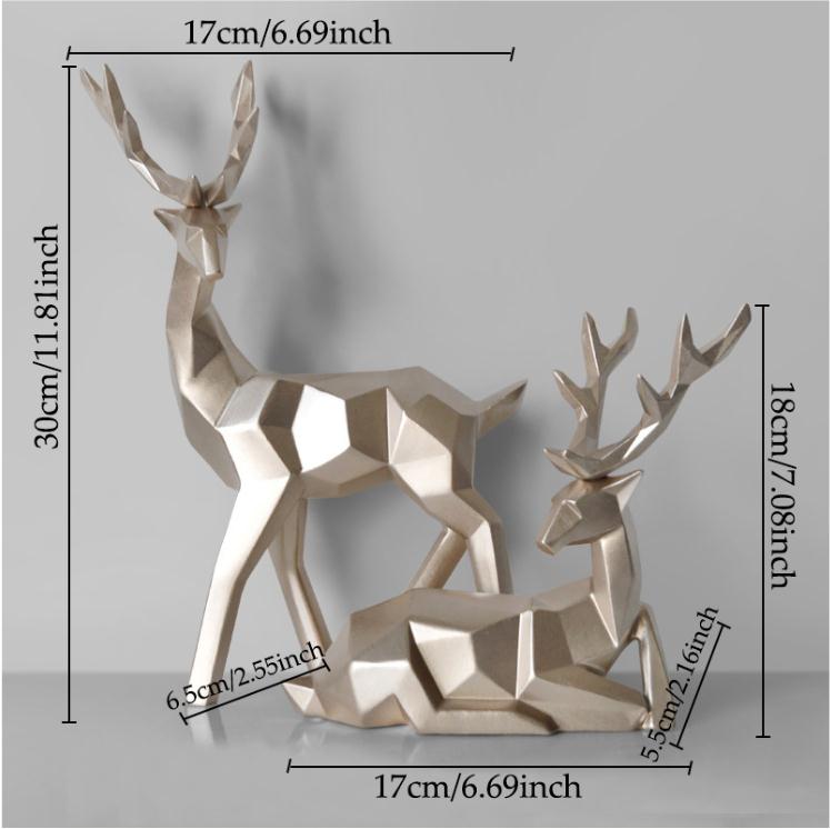 Statue Décorative d'Intérieur Cerfs d'Argent | Design Élégant et Raffiné