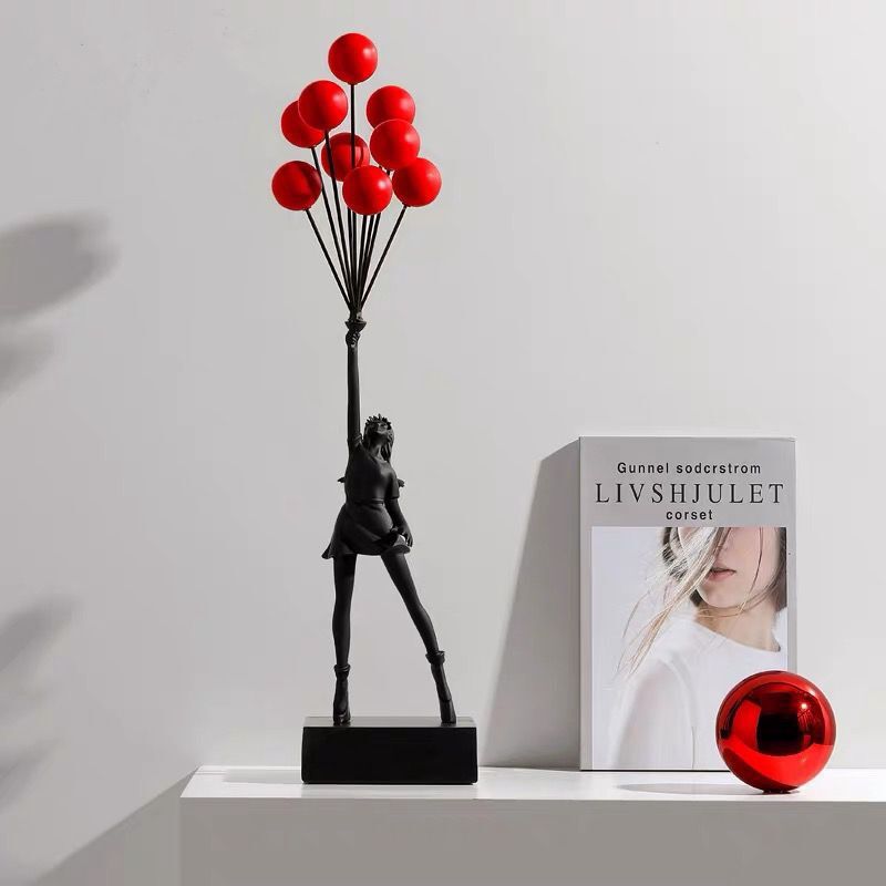 Sculpture Fille aux Ballons | Design Joyeux et Artistique