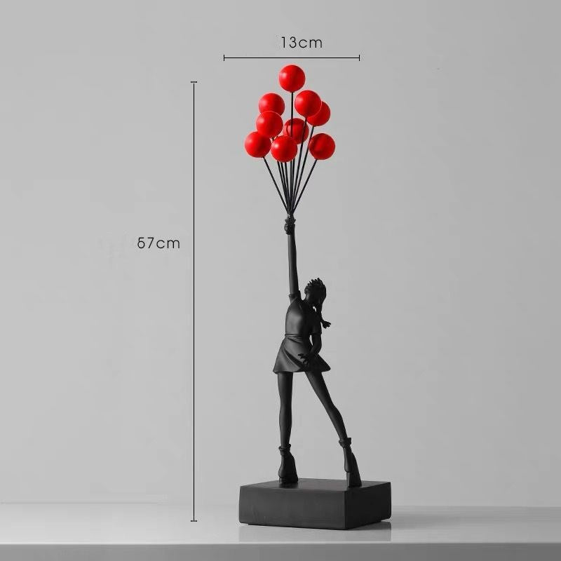 Sculpture Fille aux Ballons | Design Joyeux et Artistique