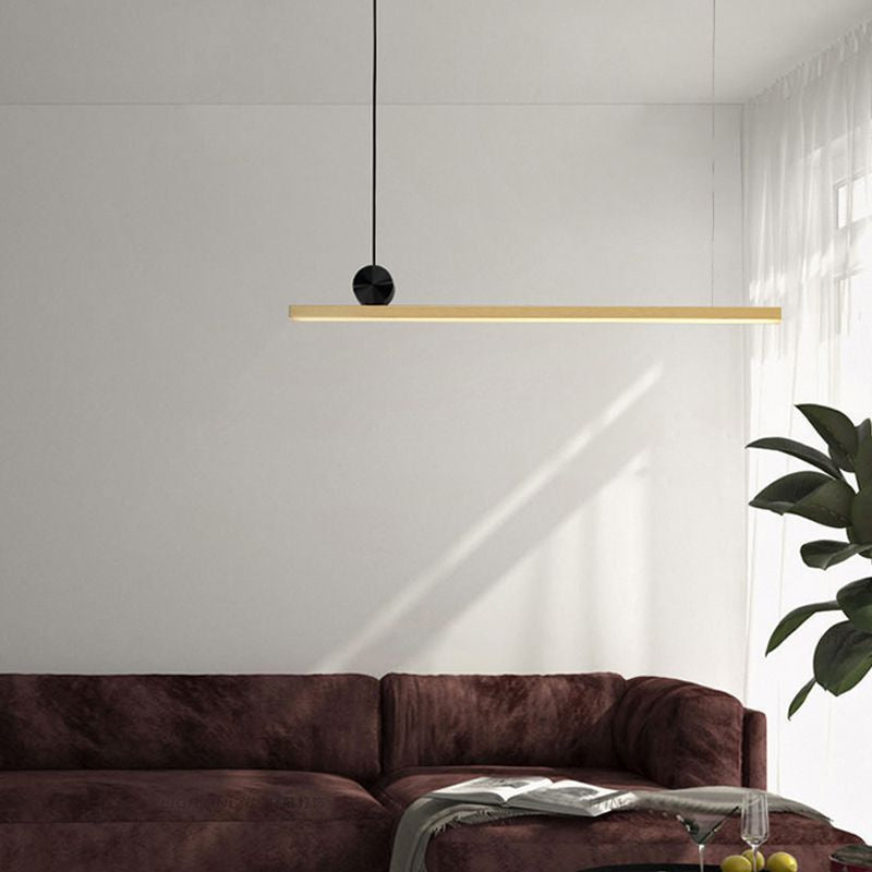 Lustre Long en Cuivre Doré Créatif Minimaliste Moderne | Éclairage pour Salle à Manger