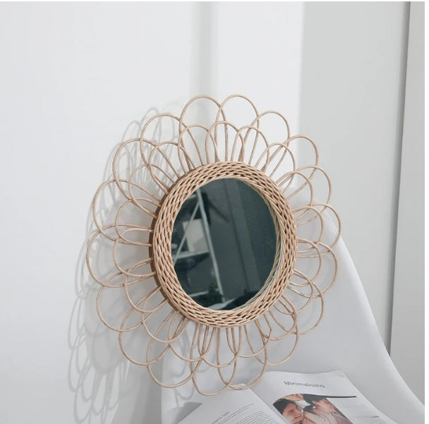 Miroir Mural Rond en Rotin | Design Naturel et Épuré