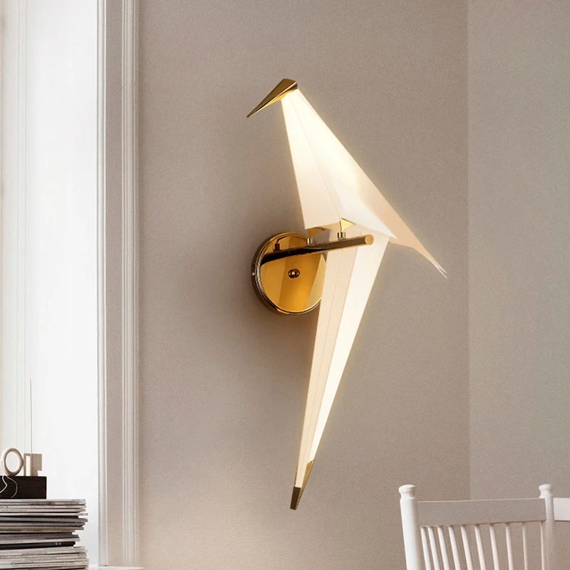 Lampe Origami Oiseau Doré | Design Élégant et Artistique