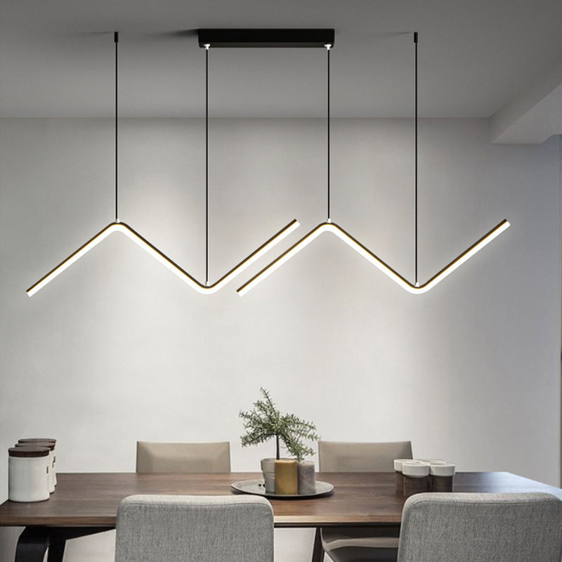 Lustre Minimaliste Moderne à Bandes Irrégulières pour Salle à Manger | Éclairage Épuré et Contemporain