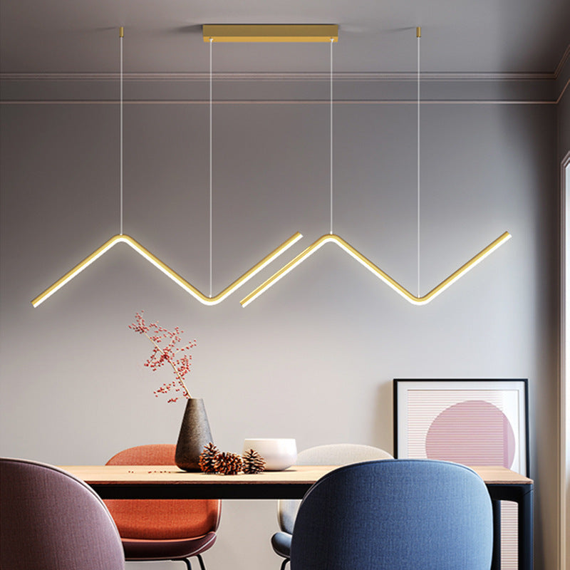 Lustre Minimaliste Moderne à Bandes Irrégulières pour Salle à Manger | Éclairage Épuré et Contemporain