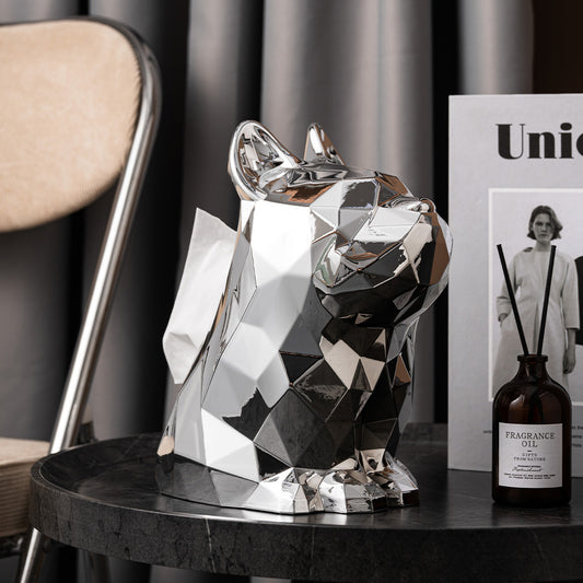 Boîte à Mouchoirs Décorative Chien d'Argent | Accessoire Épuré et Contemporain