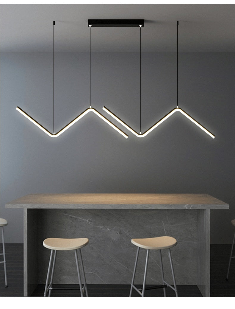 Lustre Minimaliste Moderne à Bandes Irrégulières pour Salle à Manger | Éclairage Épuré et Contemporain