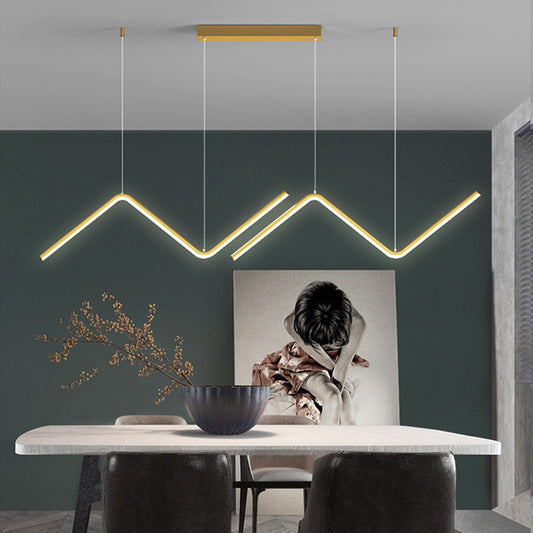 Lustre Minimaliste Moderne à Bandes Irrégulières pour Salle à Manger | Éclairage Épuré et Contemporain