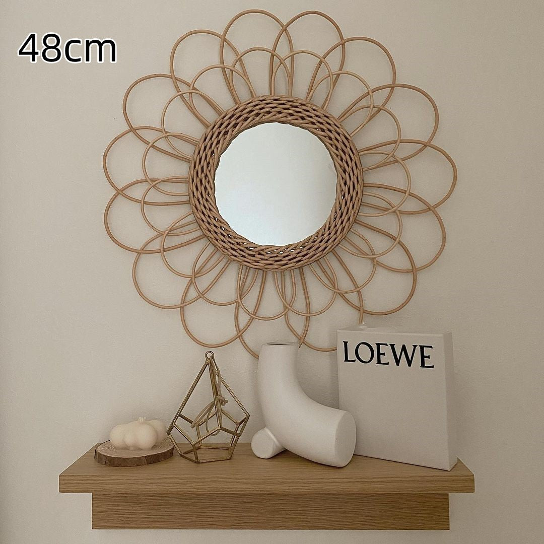 Miroir Mural Rond en Rotin | Design Naturel et Épuré