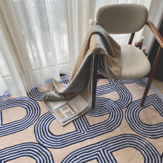 Tapis en Peluche Imprimé Minimaliste et Tendance pour Chevet et Salon | Décoration Épurée et Contemporaine