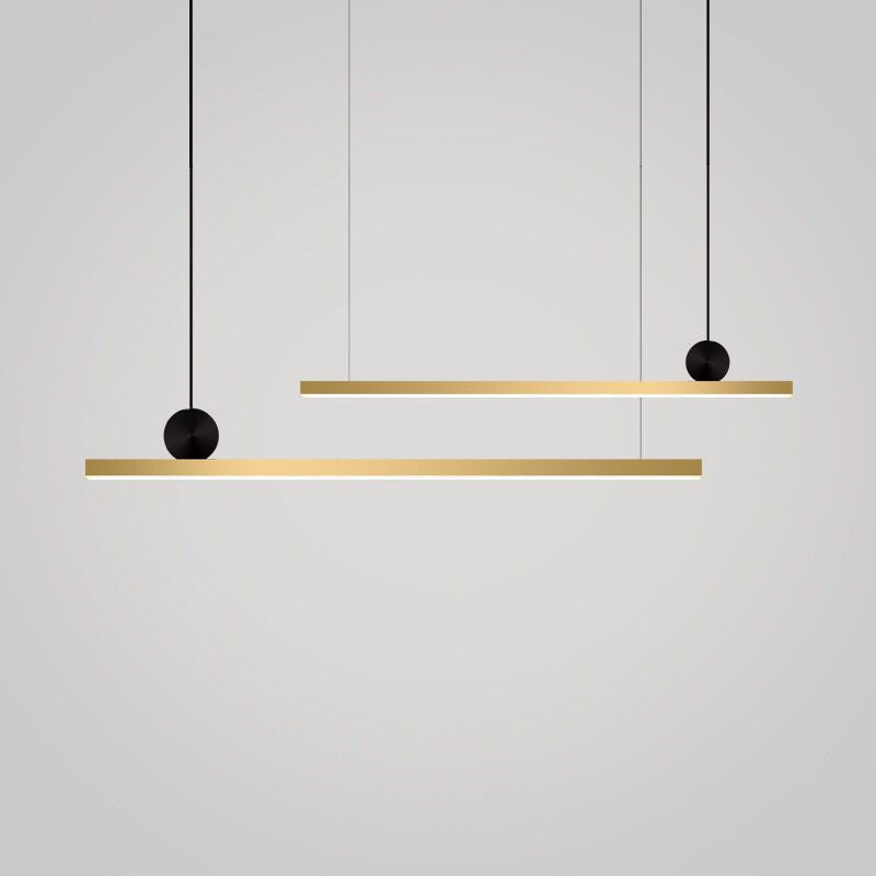 Lustre Long en Cuivre Doré Créatif Minimaliste Moderne | Éclairage pour Salle à Manger