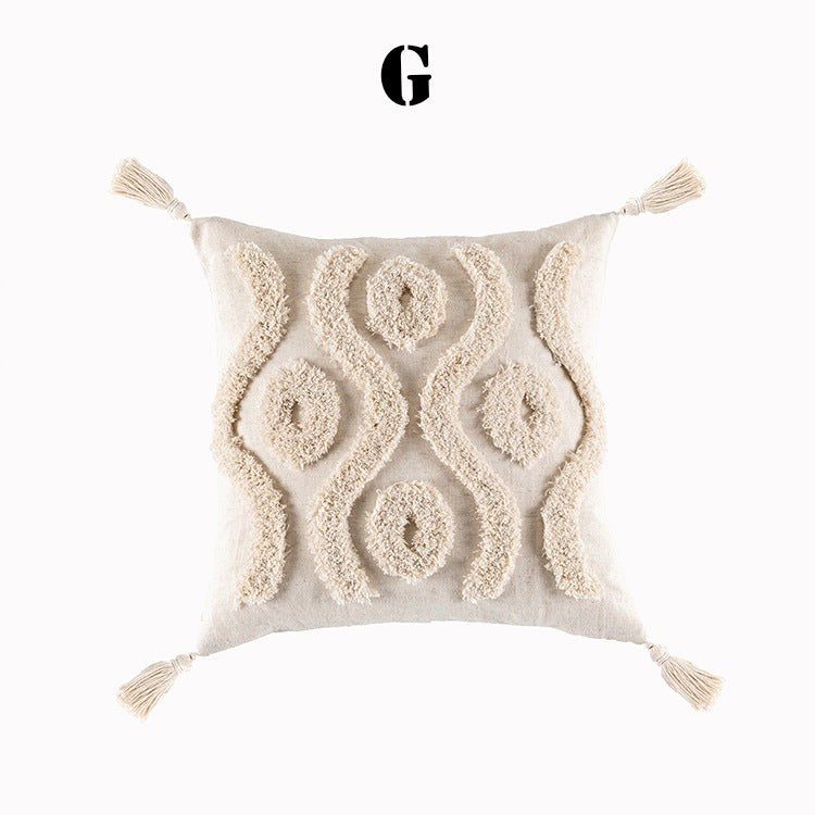 Housse de Coussin à Glands Bohème Tendance | Style Minimaliste Moderne avec Motifs Géométriques